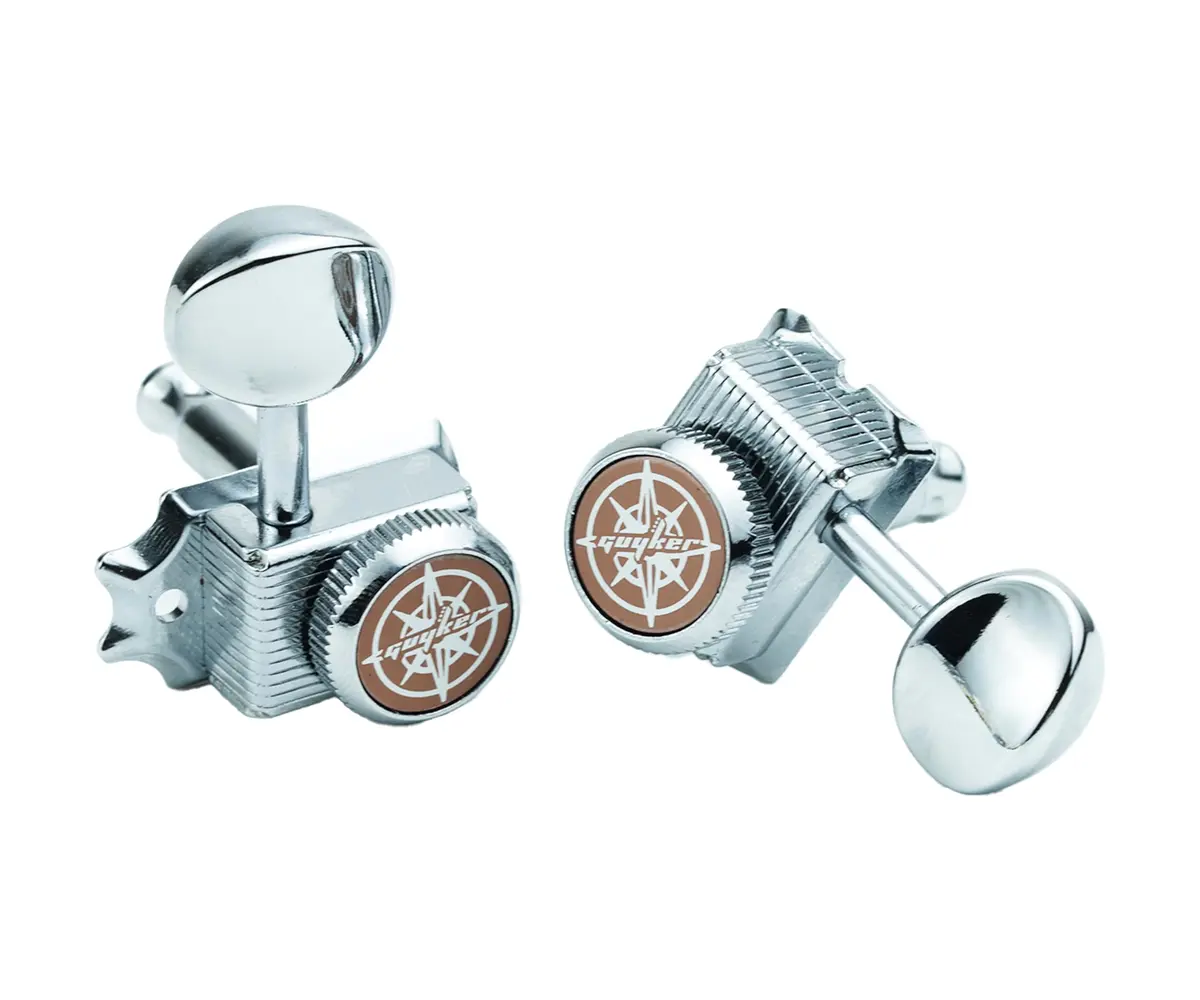 Guyker 6 Inline Vintage Guitar Locking Tuners, 9mm Hole Diameter | Chrome Plated Metal Machine Heads for Electric & Acoustic Guitars (6-Piece Set) - view 5