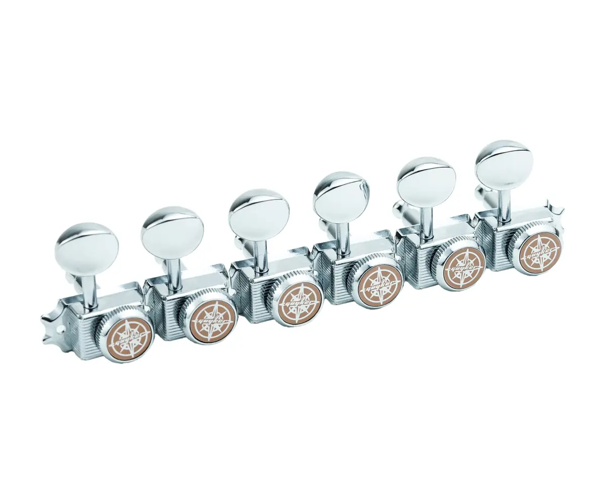 Guyker 6 Inline Vintage Guitar Locking Tuners, 9mm Hole Diameter | Chrome Plated Metal Machine Heads for Electric & Acoustic Guitars (6-Piece Set) - view 3