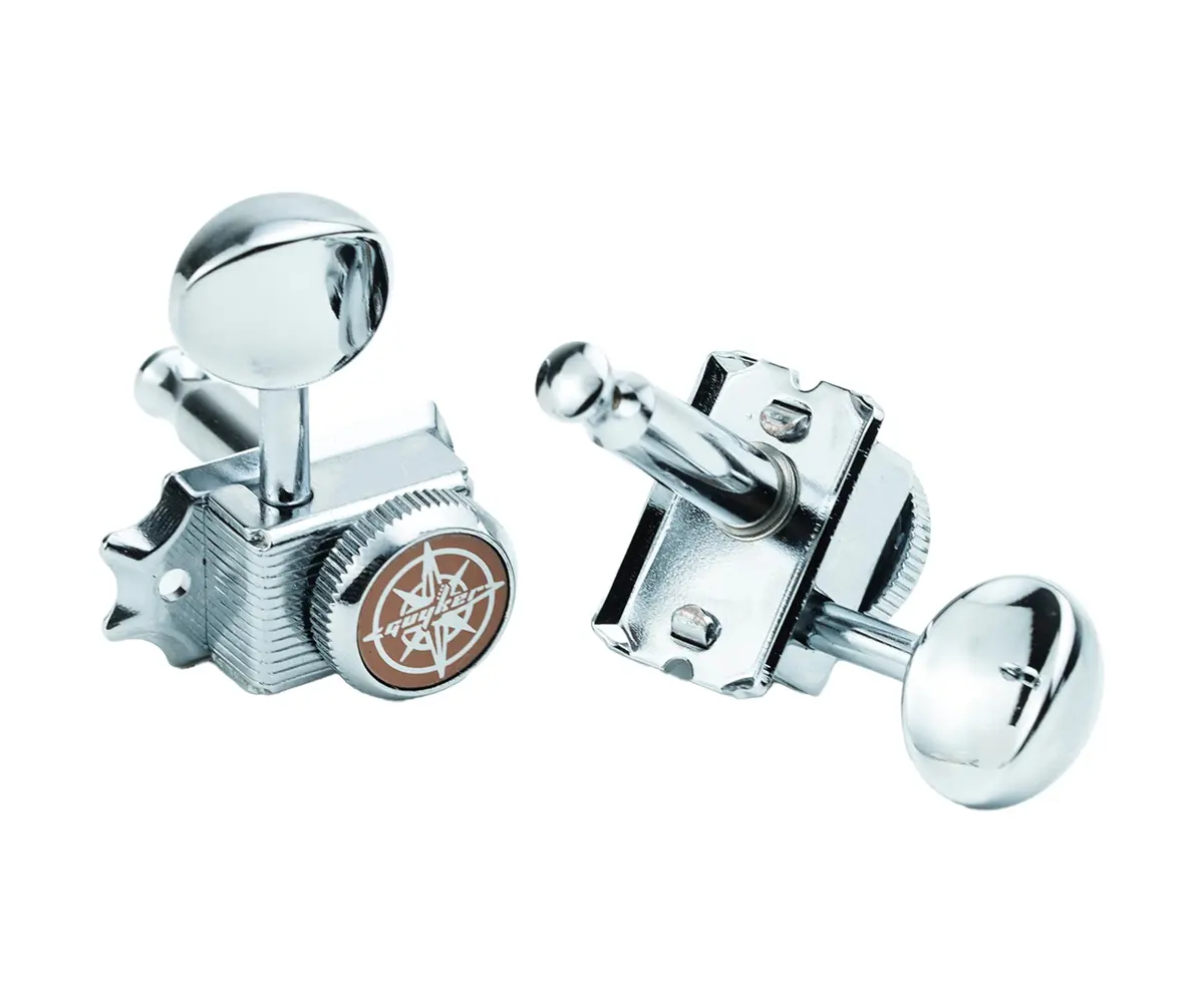 Guyker 6 Inline Vintage Guitar Locking Tuners, 9mm Hole Diameter | Chrome Plated Metal Machine Heads for Electric & Acoustic Guitars (6-Piece Set) - view 4