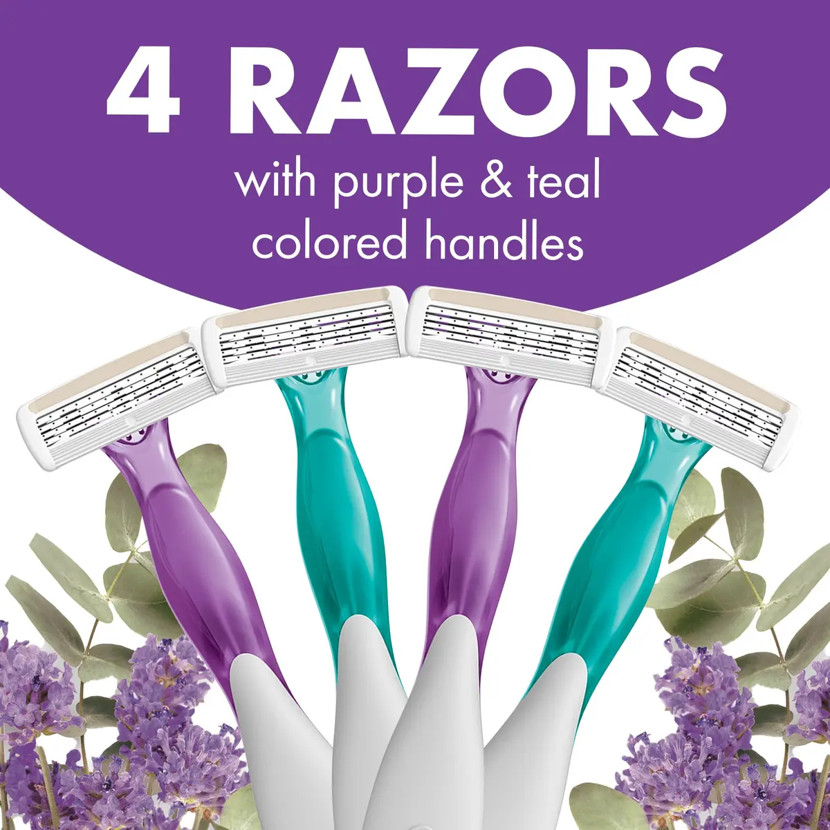 BIC Soleil 4 Escape Womens Disposable Razors, 4-Blade, 4-Pack, Lavender | Comfortable, Travel-Friendly Shaving - view 3