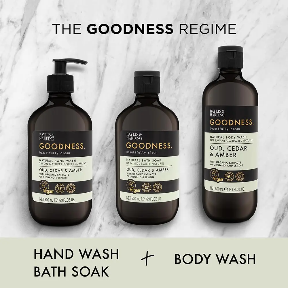 Baylis & Harding Goodness Natural Bubble Bath 16.9 Fl Oz | 3 Pack, Oud Cedar Amber, Vegan & Eco-Friendly - view 5