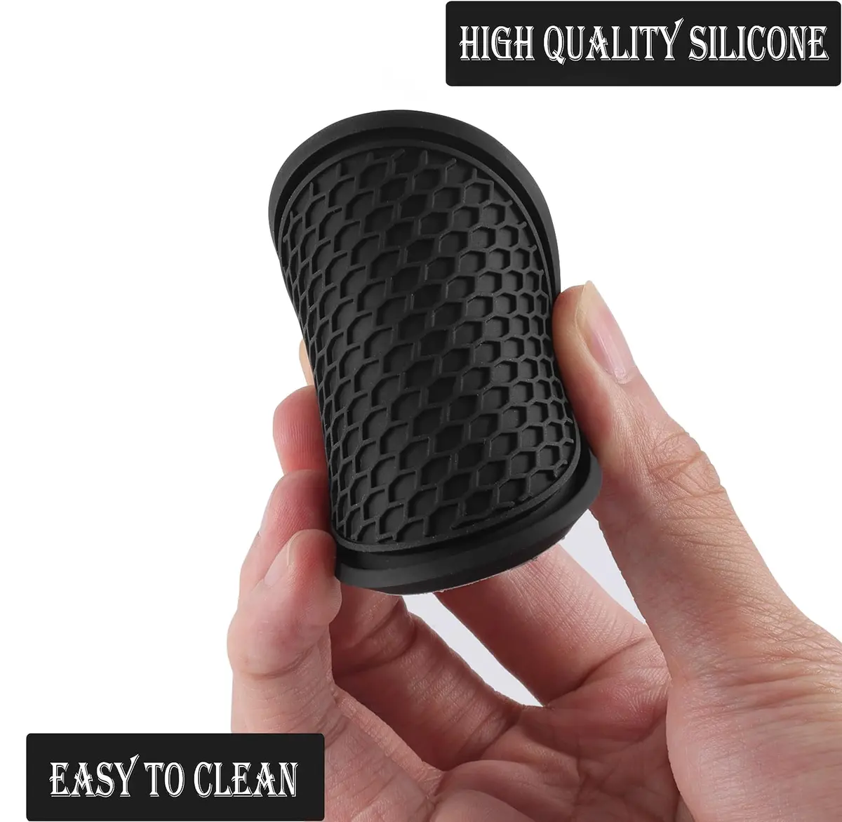 SINGARO Black Silicone Car Cup Coaster Set | 4PCS Universal Non-Slip Cup Holders with Groove Patterns - view 5