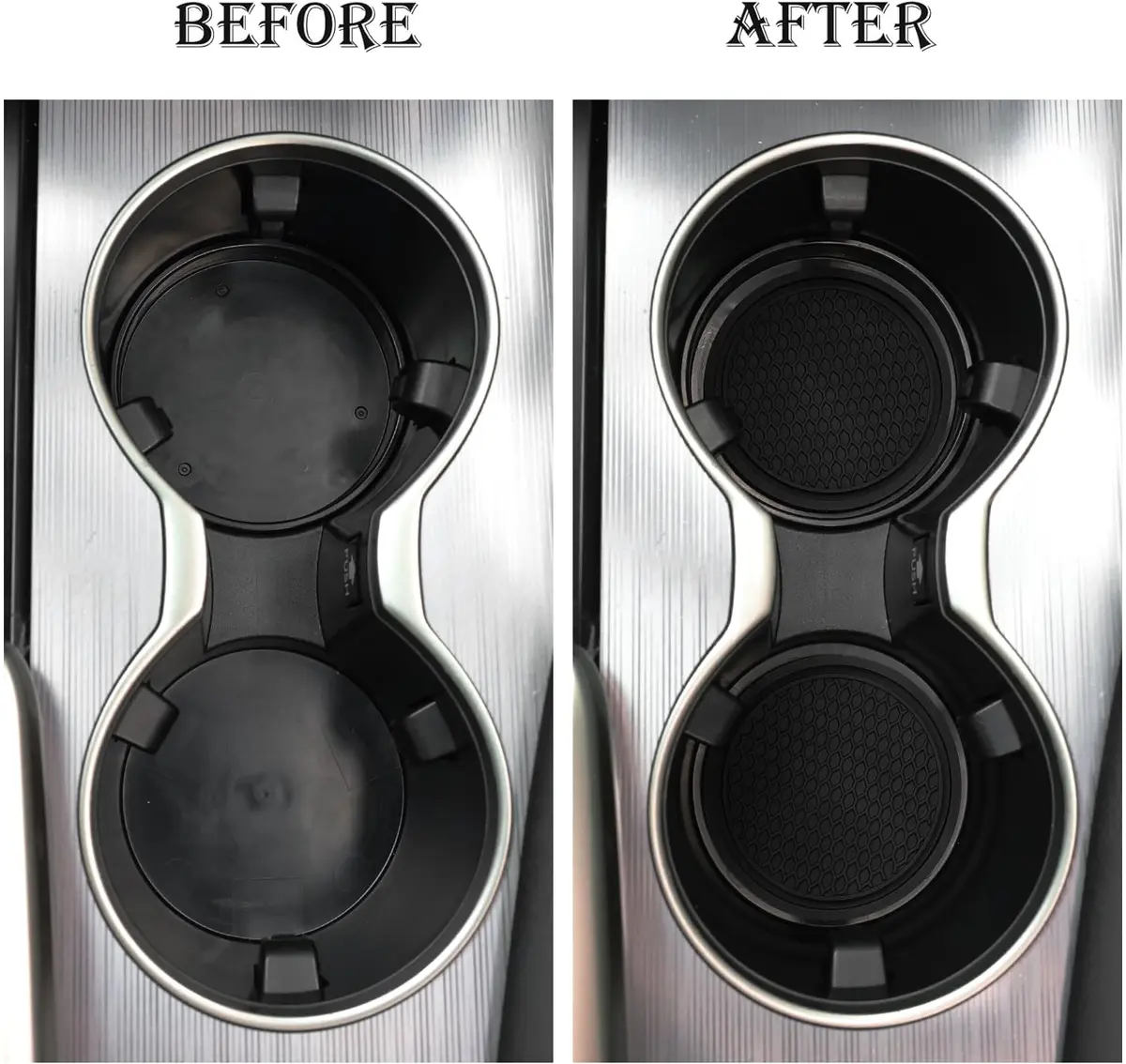 SINGARO Black Silicone Car Cup Coaster Set | 4PCS Universal Non-Slip Cup Holders with Groove Patterns - view 6