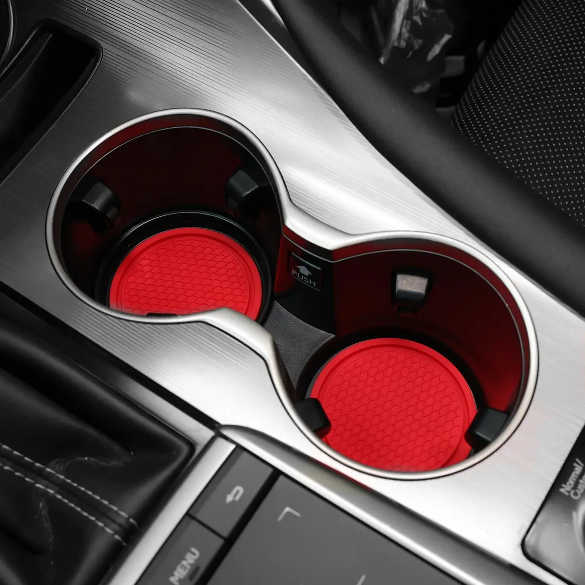 SINGARO Red 4PCS Car Cup Coaster Set 7.04cm (2.77 inches) | Universal Non-Slip Silicone Interior Accessories - view 4