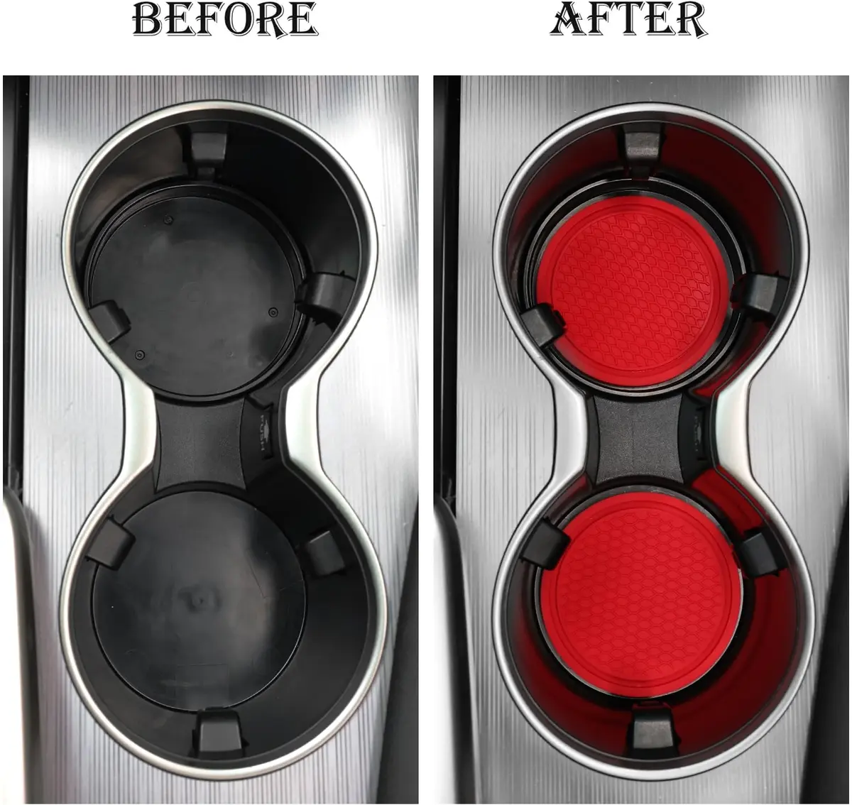 SINGARO Red 4PCS Car Cup Coaster Set 7.04cm (2.77 inches) | Universal Non-Slip Silicone Interior Accessories - view 6
