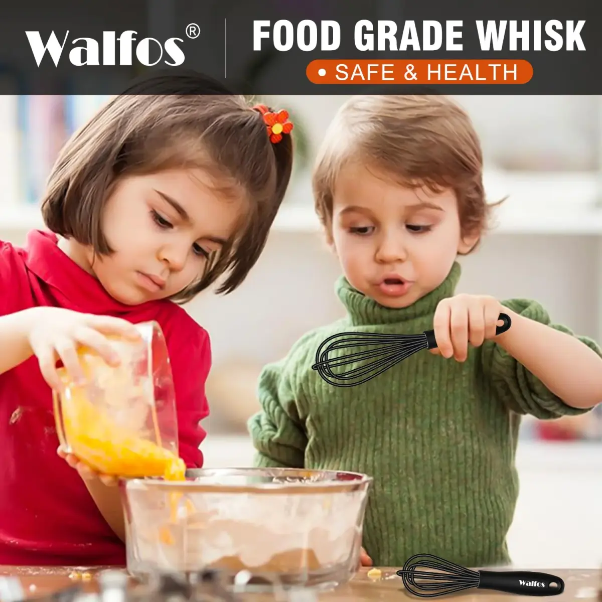 Walfos Mini Whisk 5.5in & 7.5in (14cm & 19cm) | Silicone Coated Stainless Steel for Non-Stick Cookware - view 7