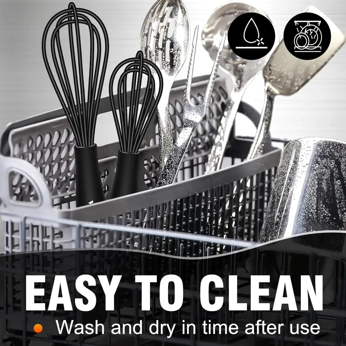 Walfos Mini Whisk 5.5in & 7.5in (14cm & 19cm) | Silicone Coated Stainless Steel for Non-Stick Cookware - view 8
