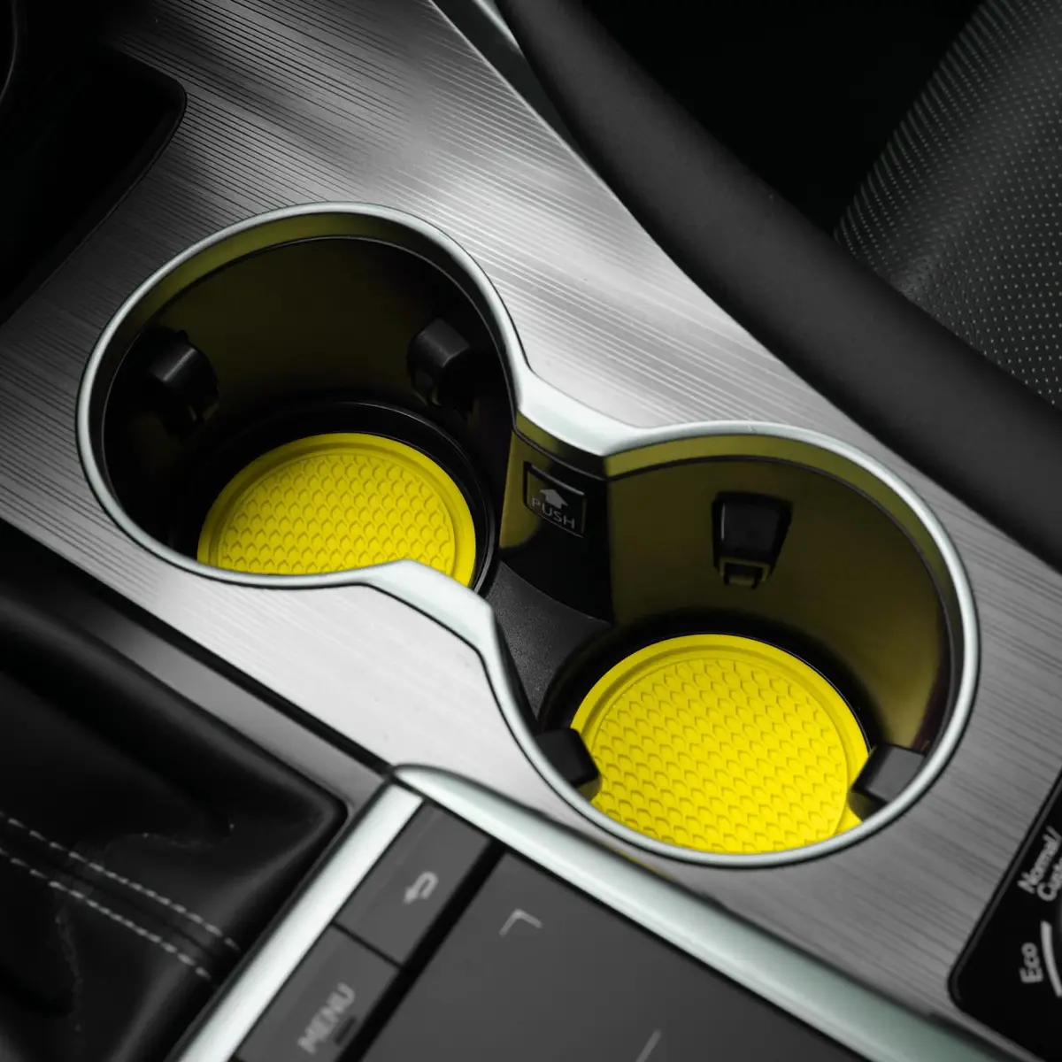 SINGARO Yellow 4PCS Silicone Car Cup Coaster Set | Universal Non-Slip Cup Holders Embedded in Ornaments Coaster - view 4