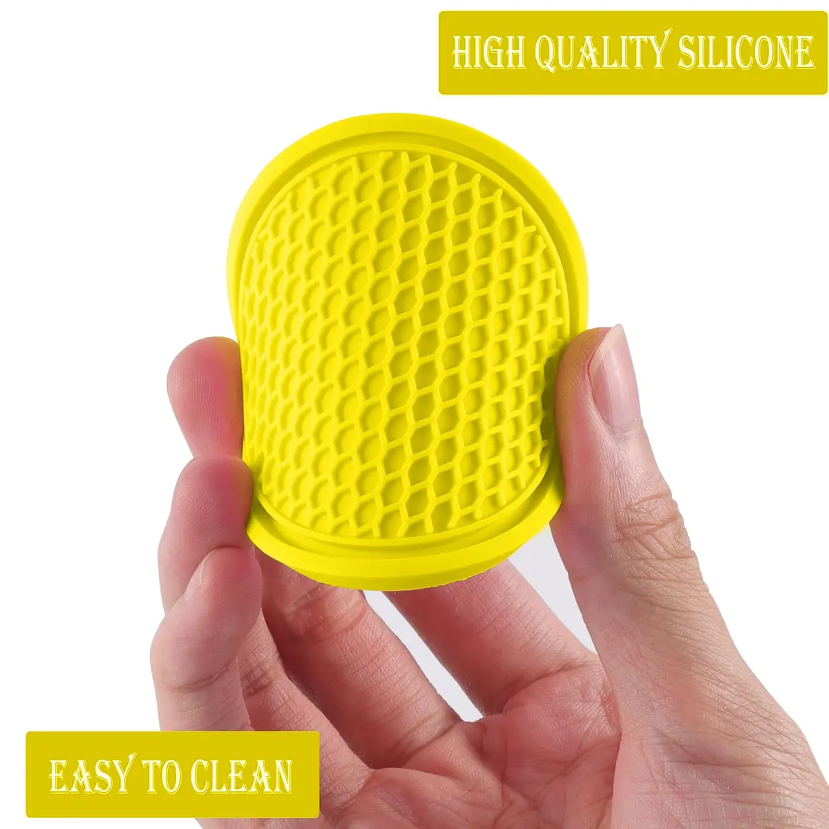 SINGARO Yellow 4PCS Silicone Car Cup Coaster Set | Universal Non-Slip Cup Holders Embedded in Ornaments Coaster - view 5