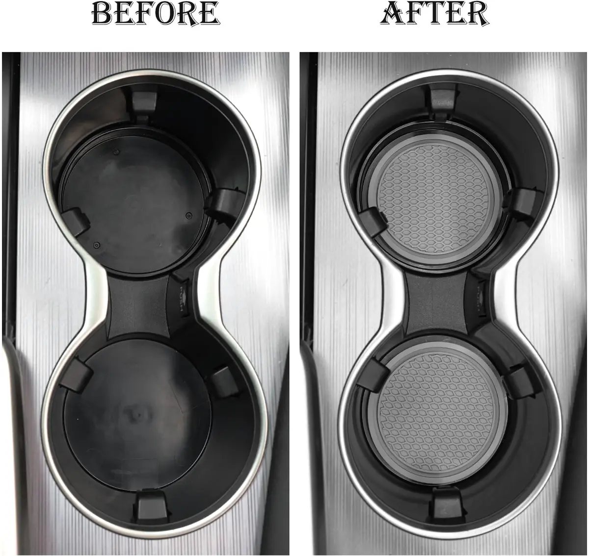 SINGARO Gray 4PCS Silicone Car Cup Coaster | Universal Non-Slip Cup Holder Insert for Cars, Homes, Offices (2.77 inch) - view 6