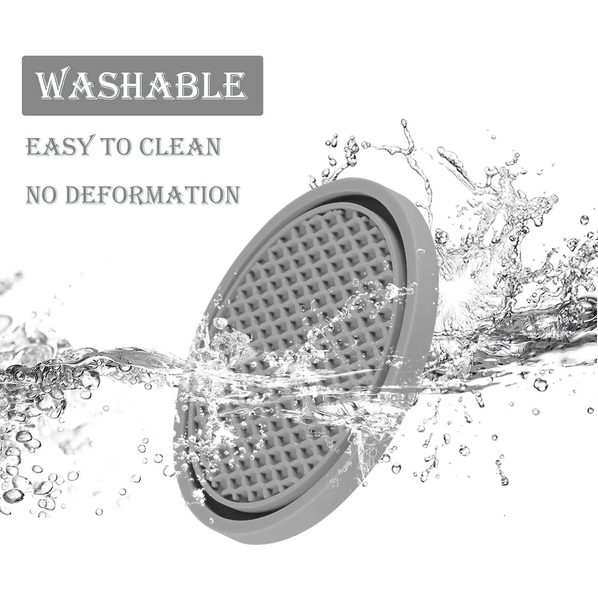 SINGARO Gray 4PCS Silicone Car Cup Coaster | Universal Non-Slip Cup Holder Insert for Cars, Homes, Offices (2.77 inch) - view 3