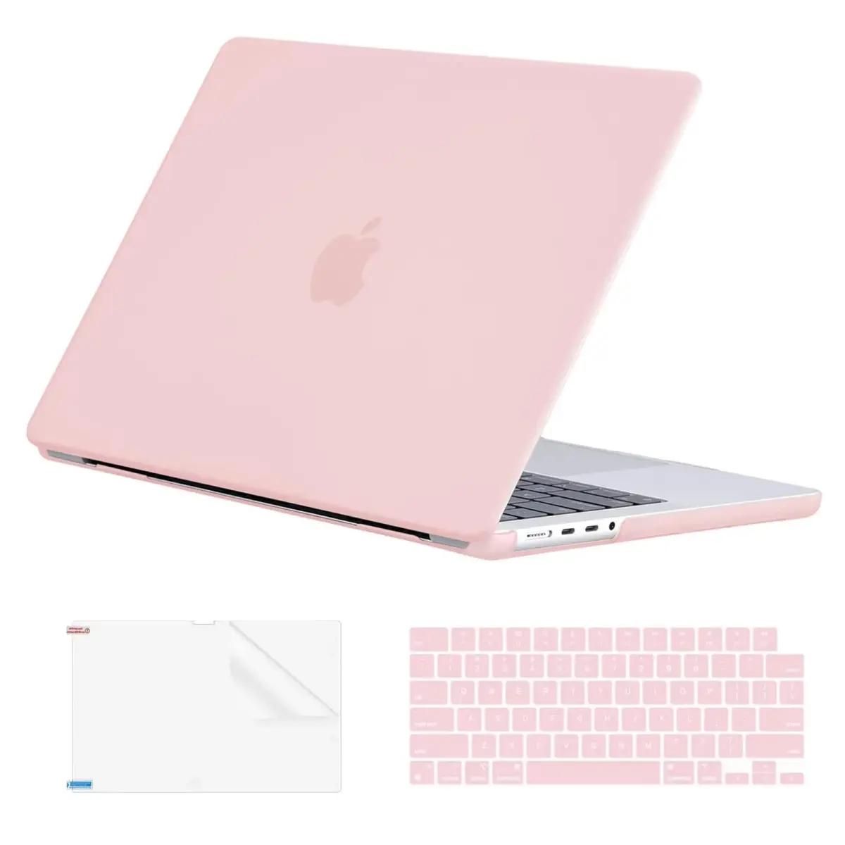 EooCoo Matte Light Pink Hard Case for MacBook Pro 14-inch | Includes Keyboard Cover & Screen Protector - main product image