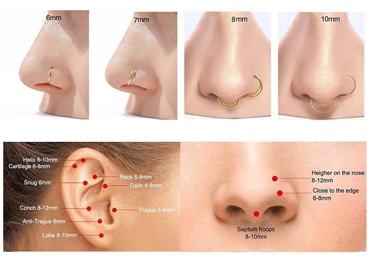 MeiziQL Nose Rings Hoop 20G Gold Nose Hoop | Hypoallergenic Body Jewelry for Women Men - view 4