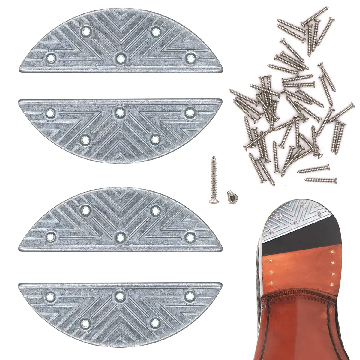GOETOR Metal Heel Plates 4 PCS | Heavy Duty Heel Protectors for Shoe Repair - main product image