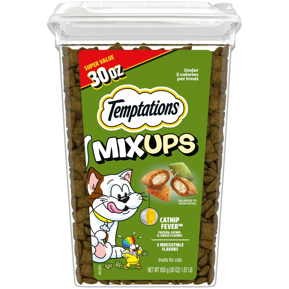 Temptations MixUps Crunchy and Soft Cat Treats, Catnip Fever Flavor, 1.88 lb (853 g) Tub | Dual-Texture Catnip Treats - main product image