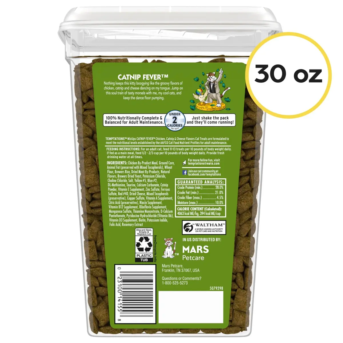 Temptations MixUps Crunchy and Soft Cat Treats, Catnip Fever Flavor, 1.88 lb (853 g) Tub | Dual-Texture Catnip Treats - view 9