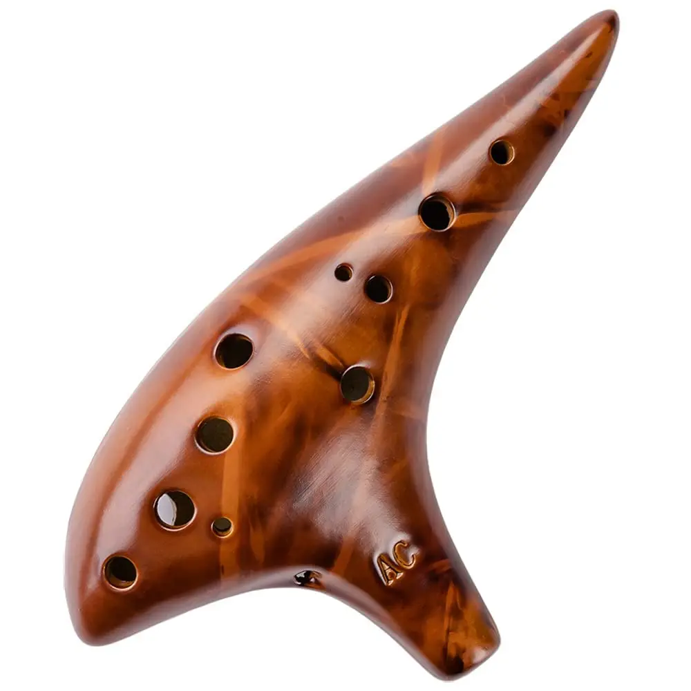 DHwebWLP Strawfire 12 Hole Ocarina Alto C Ceramic Instrument | Beginner Friendly, Handcrafted Yellow - main product image