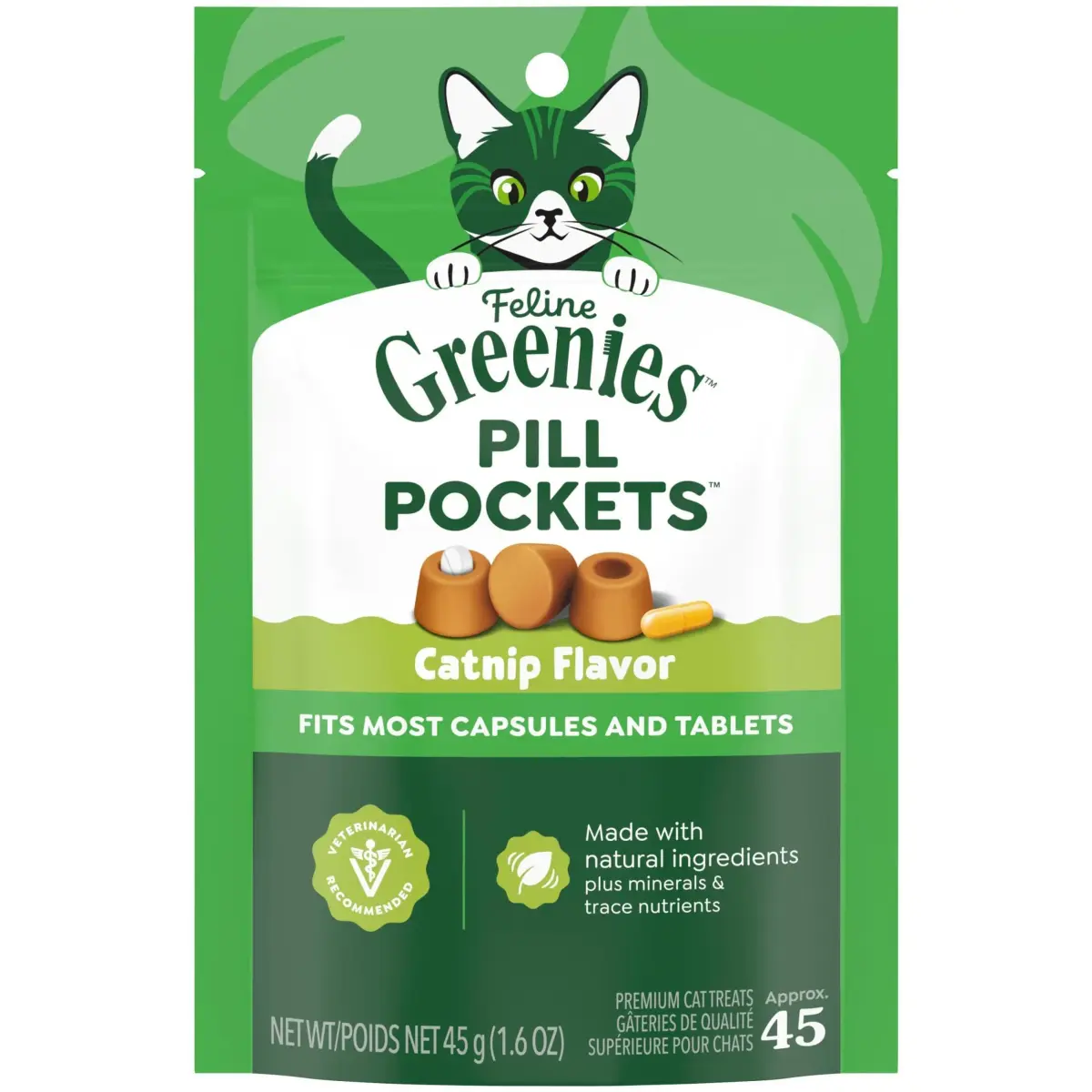 Greenies Feline Pill Pockets Soft Cat Treats, Catnip Flavor, 45 Count - main product image