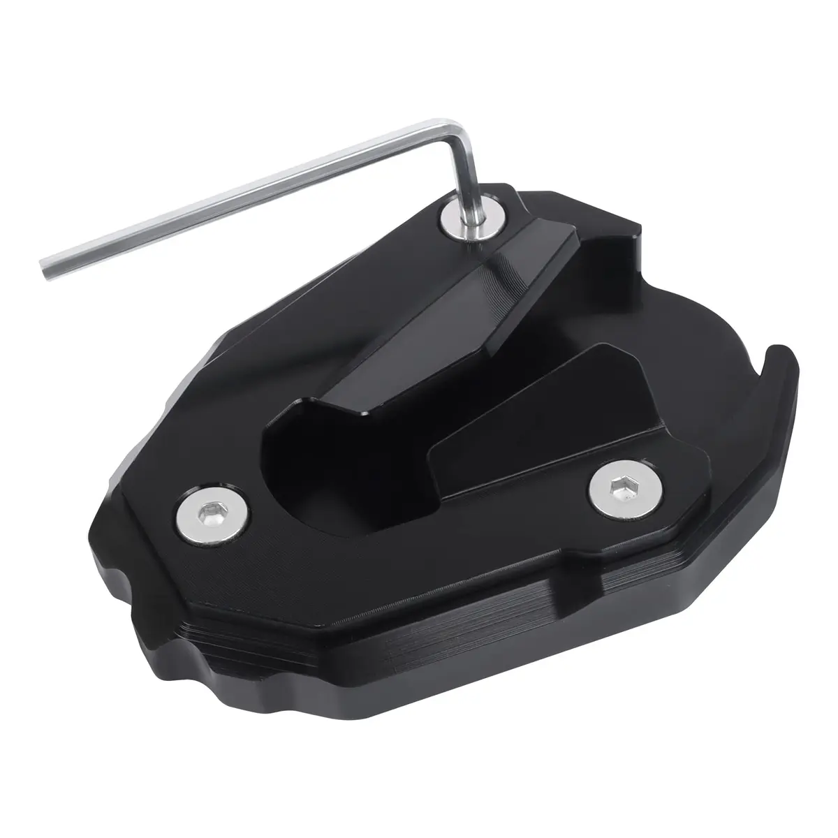 BAIONE Motorcycle Kickstand Pad Enlarger Extension Side Stand Plate Foot Pad Black Aluminum | Soft Soil & Hot Roads Support - main product image