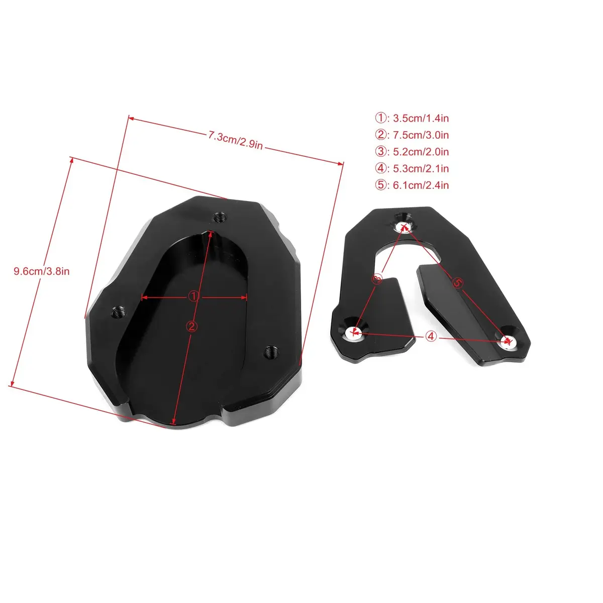 BAIONE Motorcycle Kickstand Pad Enlarger Extension Side Stand Plate Foot Pad Black Aluminum | Soft Soil & Hot Roads Support - view 5