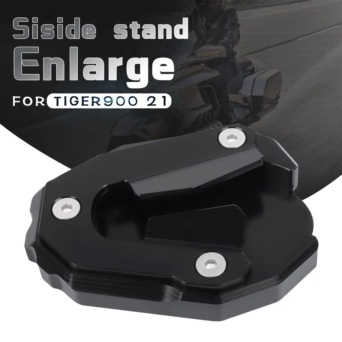 BAIONE Motorcycle Kickstand Pad Enlarger Extension Side Stand Plate Foot Pad Black Aluminum | Soft Soil & Hot Roads Support - view 2