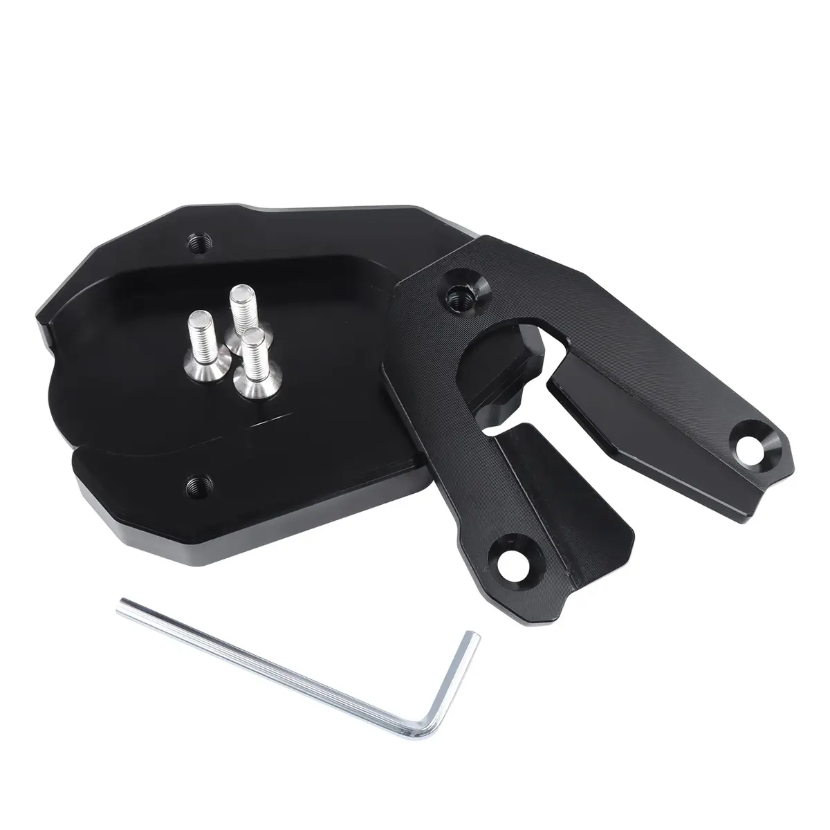 BAIONE Motorcycle Kickstand Pad Enlarger Extension Side Stand Plate Foot Pad Black Aluminum | Soft Soil & Hot Roads Support - view 3