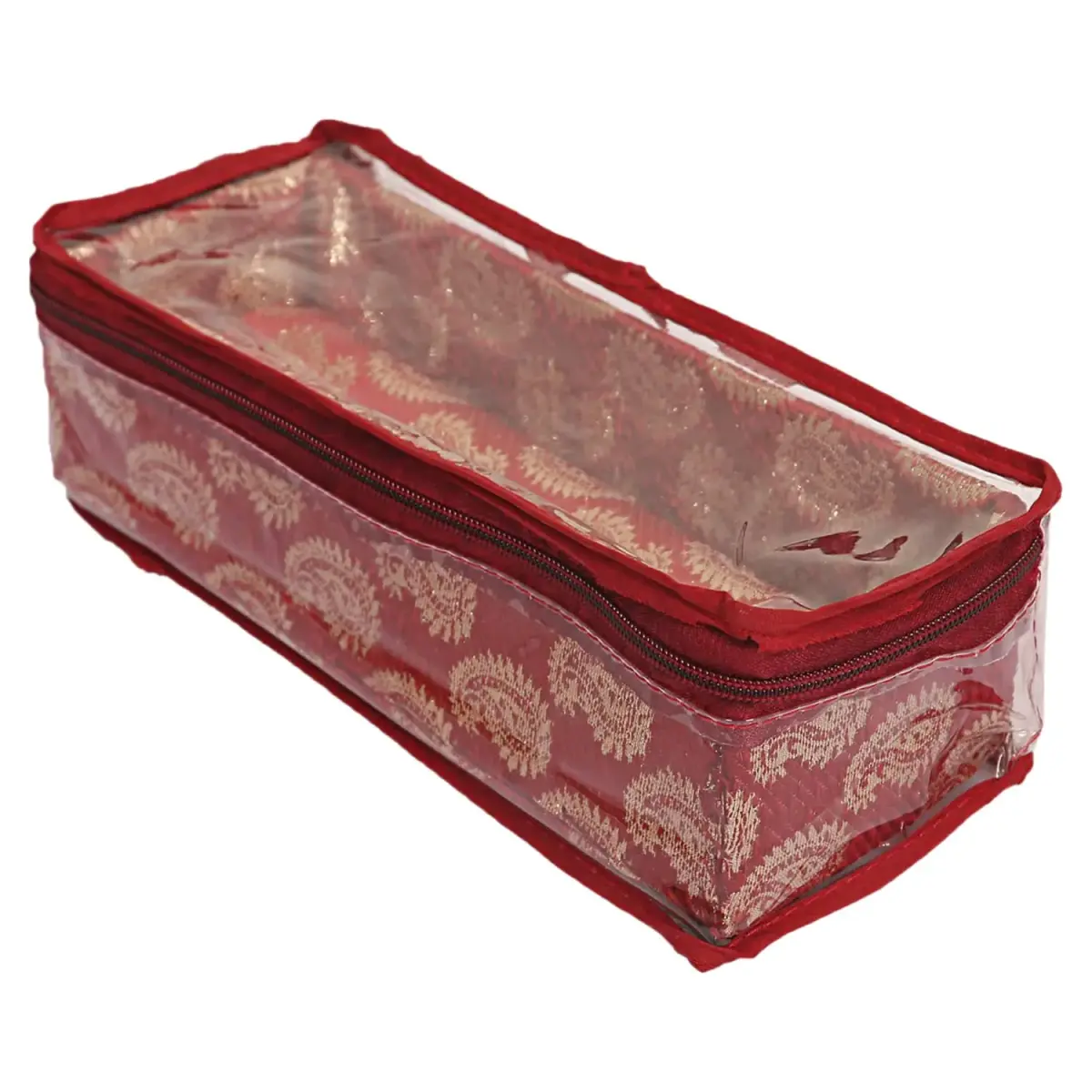 Kuber Industries Red PVC Bangle Box Organizer 27cm (10.6in) x 10cm (3.9in) x 7cm (2.8in) | Transparent Top for Jewelry Storage - main product image