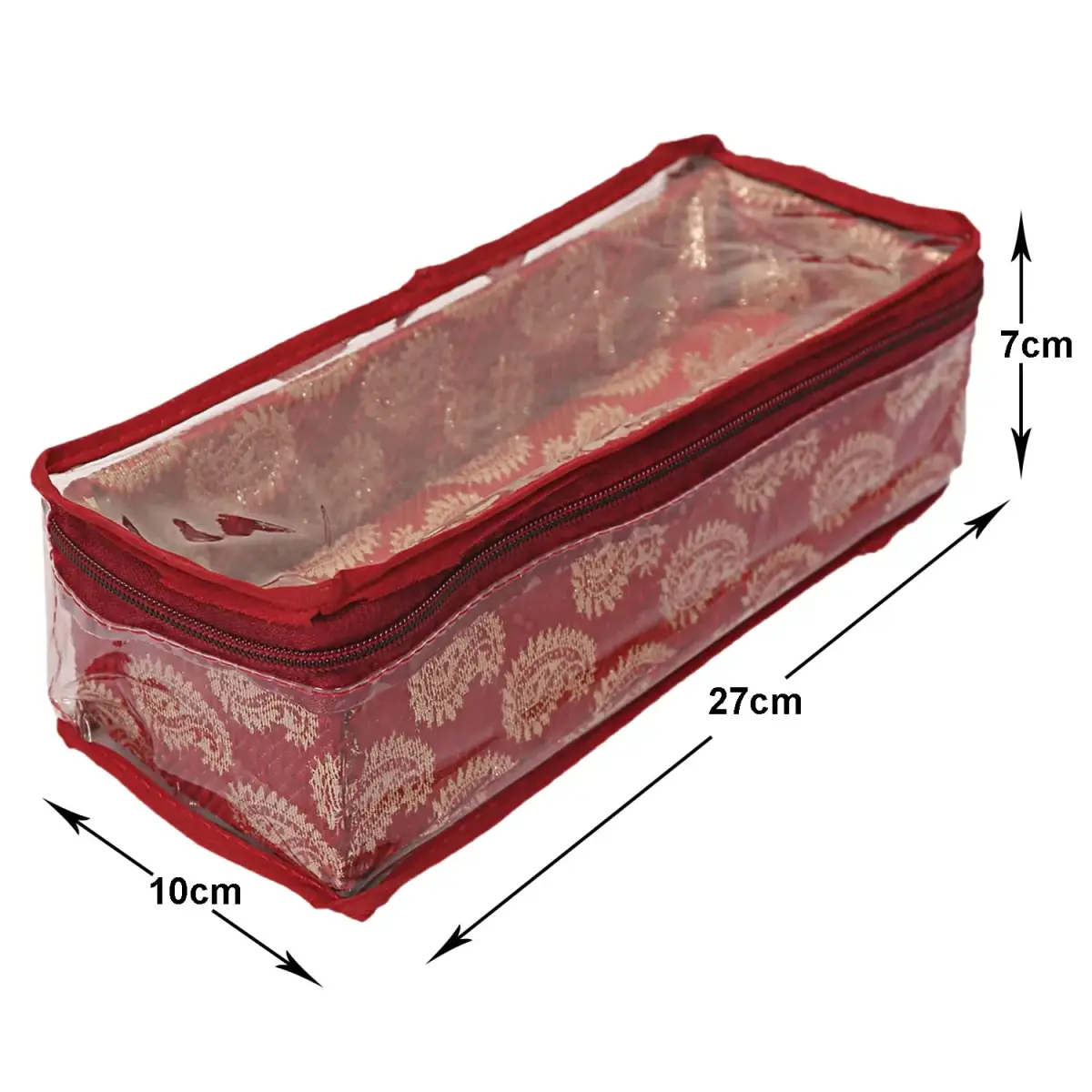 Kuber Industries Red PVC Bangle Box Organizer 27cm (10.6in) x 10cm (3.9in) x 7cm (2.8in) | Transparent Top for Jewelry Storage - view 5