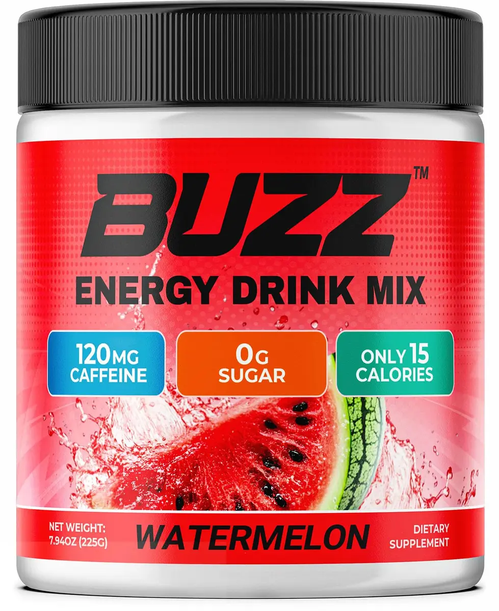 Morning Buzz Sugar Free Energy Drink Powder 30 Servings | Watermelon Flavor, cGMP Made in USA - main product image