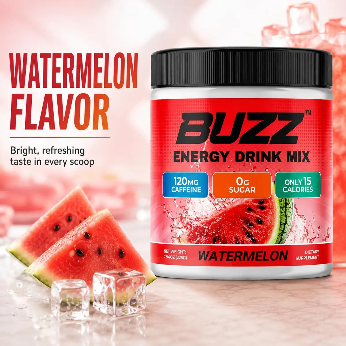 Morning Buzz Sugar Free Energy Drink Powder 30 Servings | Watermelon Flavor, cGMP Made in USA - view 7