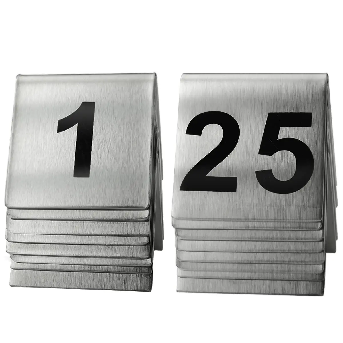 Kaimex Stainless Steel Number Tent Table Number 1-25 | Small Size, Heavy & Stable for Restaurants & Bars - main product image
