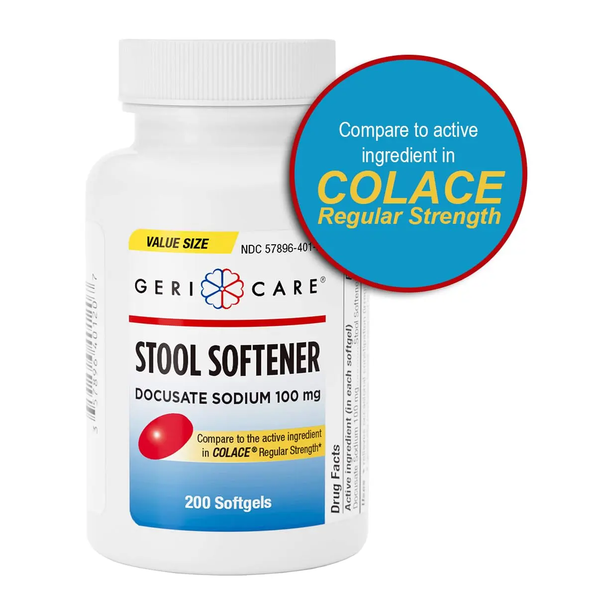GeriCare Docusate Sodium Stool Softener 100mg | Gentle Constipation Relief for Adults, 200 Softgels - view 8