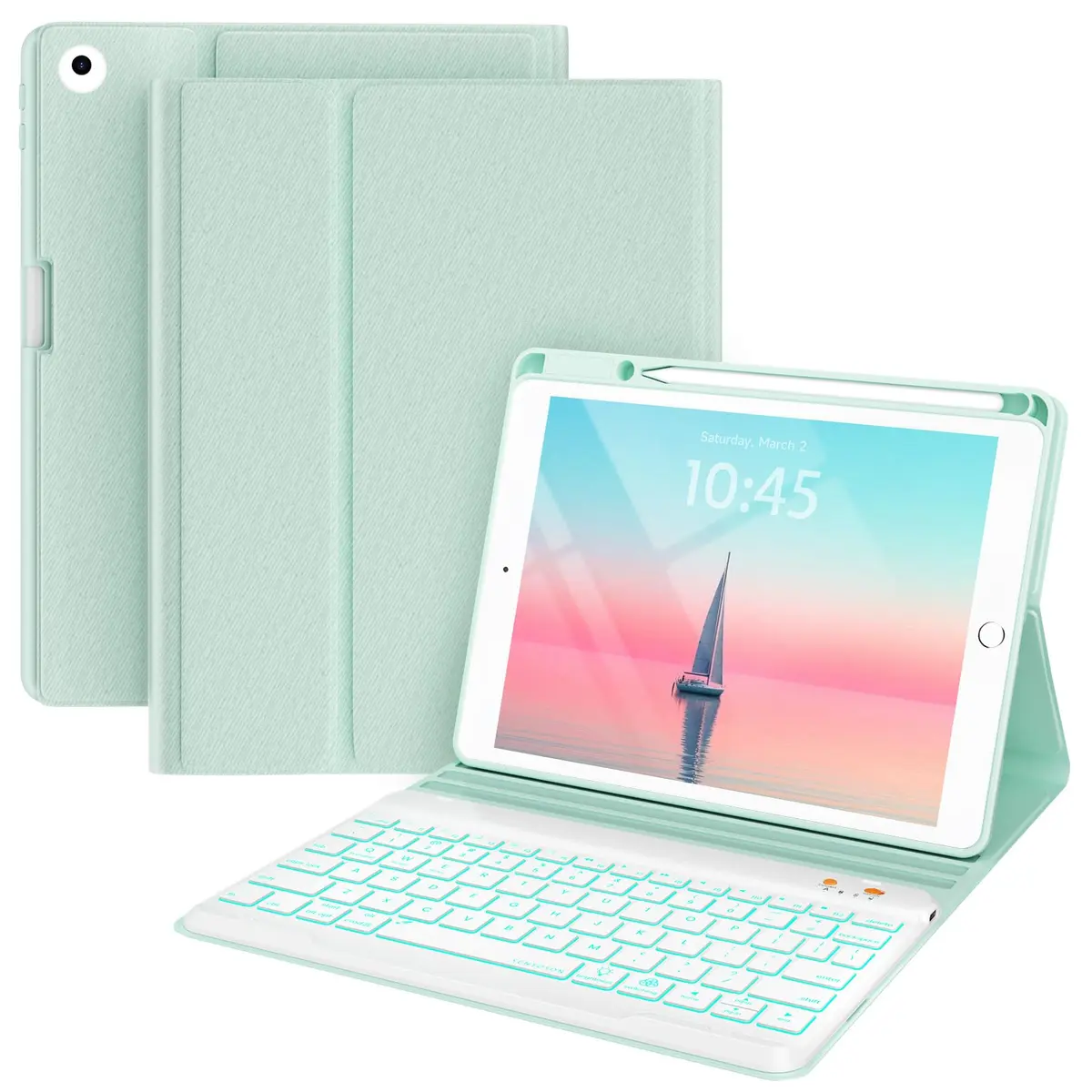 BLUTLOTUS Keyboard Case for iPad 5th/6th Gen 9.7" | Wireless Backlit Detachable Keyboard with Pencil Holder - main product image