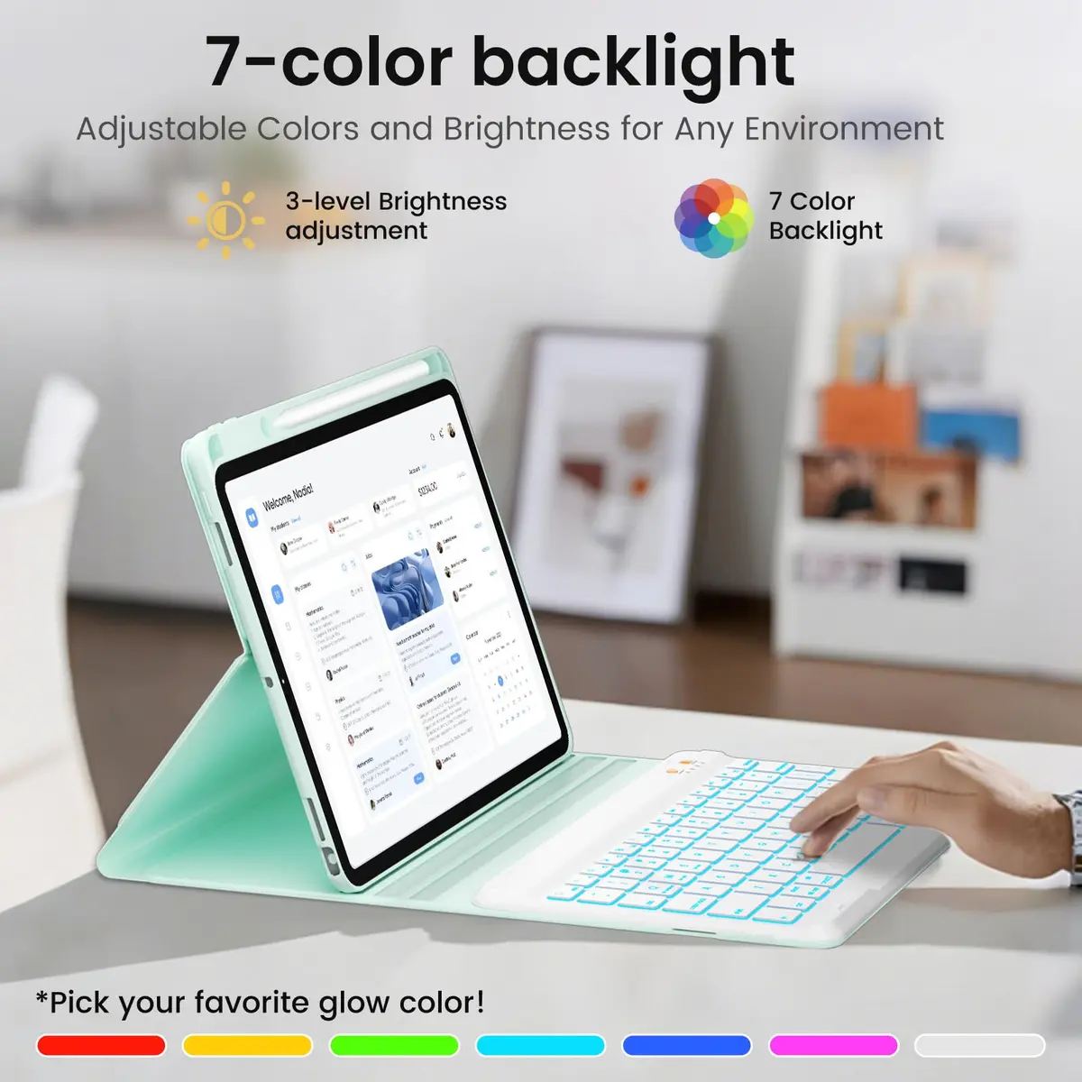 BLUTLOTUS Keyboard Case for iPad 5th/6th Gen 9.7" | Wireless Backlit Detachable Keyboard with Pencil Holder - view 7