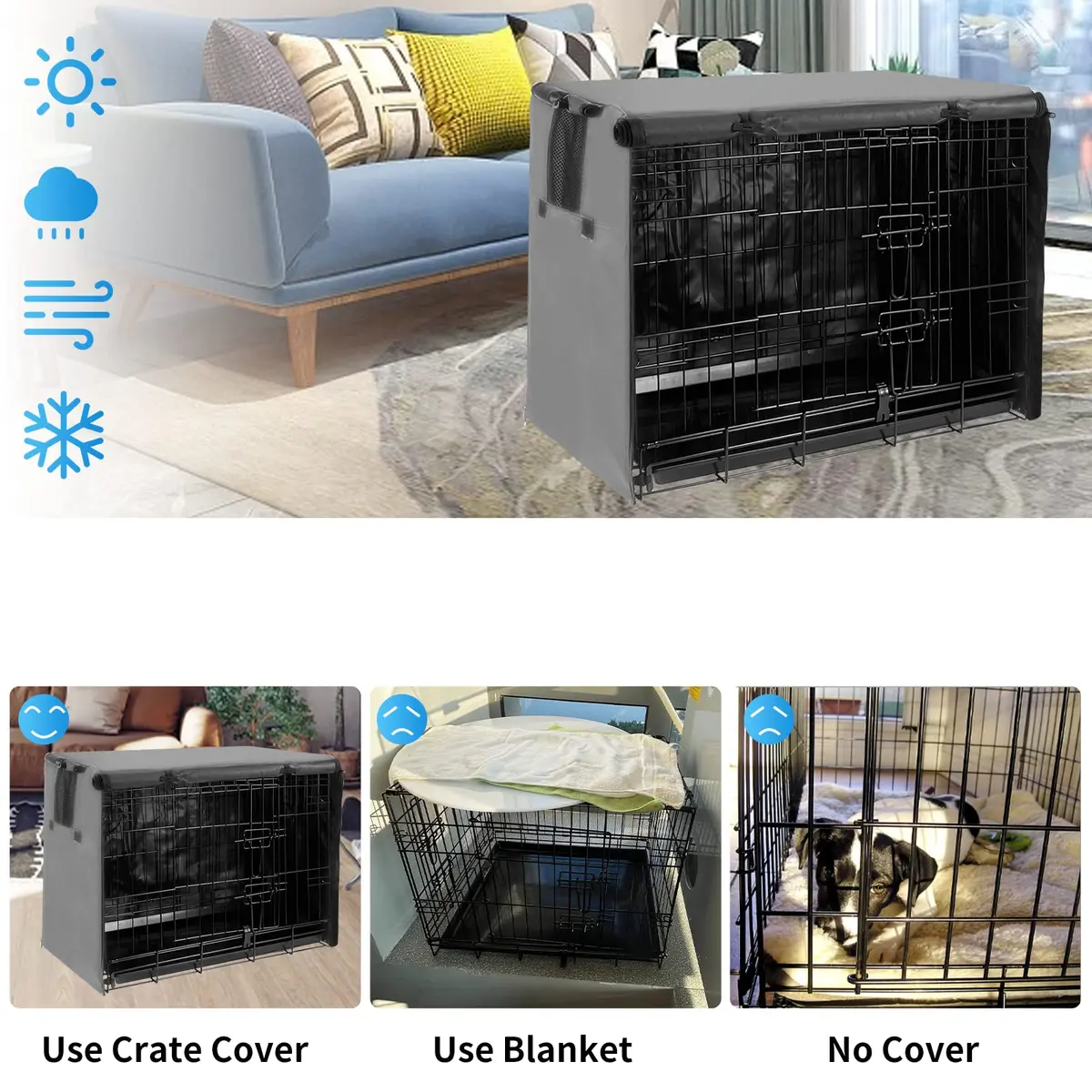 Joroamp 48 Inch Dog Crate Cover 122cm (48"L x 30"W x 33"H) | Waterproof 600D Oxford Fabric for Large Dogs - view 4