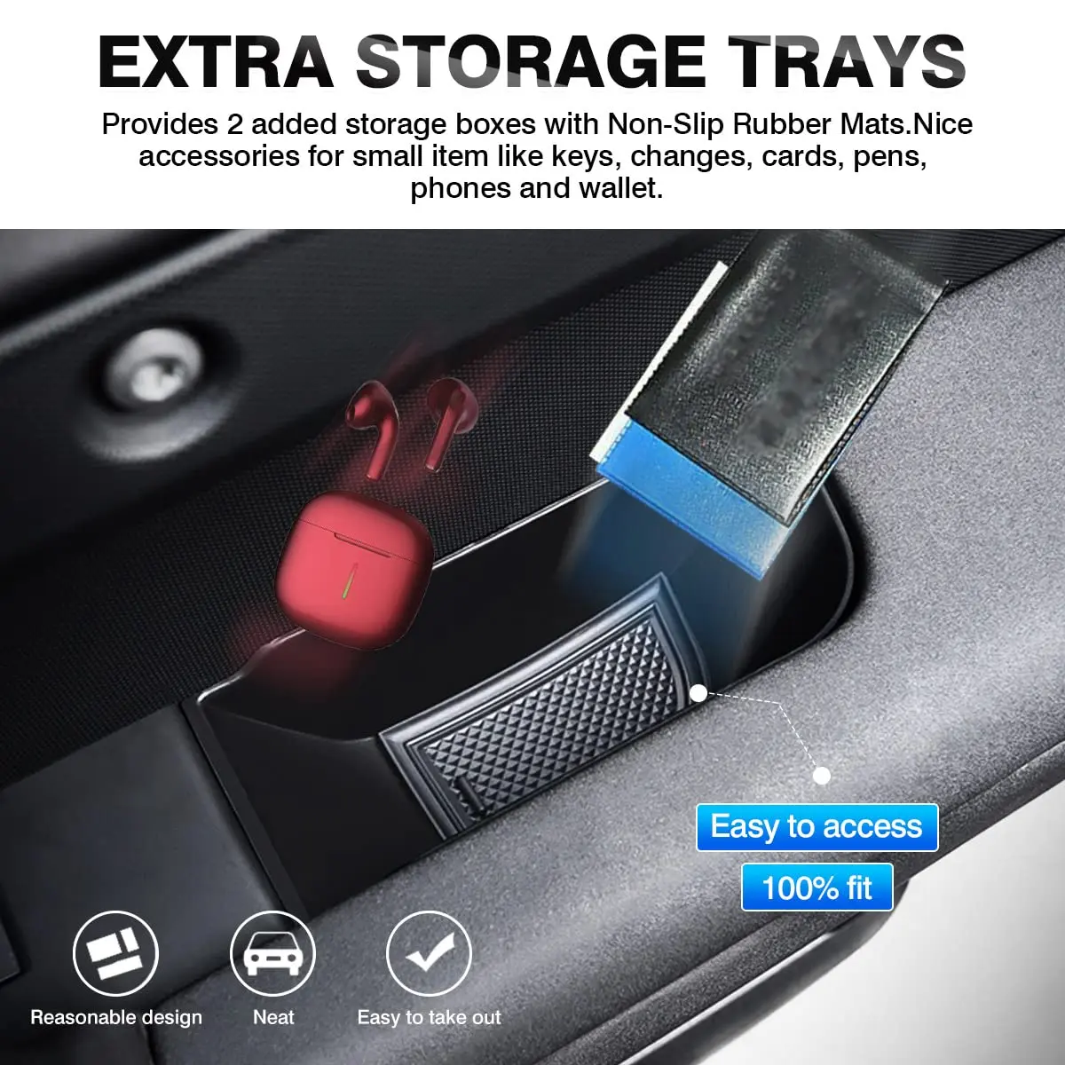 Karltys Door Side Storage Box for Land Rover Defender 90 110 130 2020-2024 2PCS | Grab Handle Pocket Tray - view 3