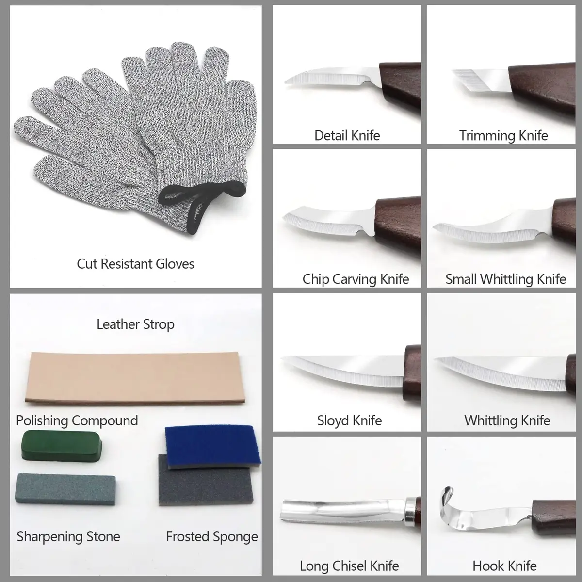 VIBRATITE Deluxe Wood Carving Kit, 15 PCS Black Walnut Handle Tools | Chromium Vanadium Alloy Steel Blades - view 2