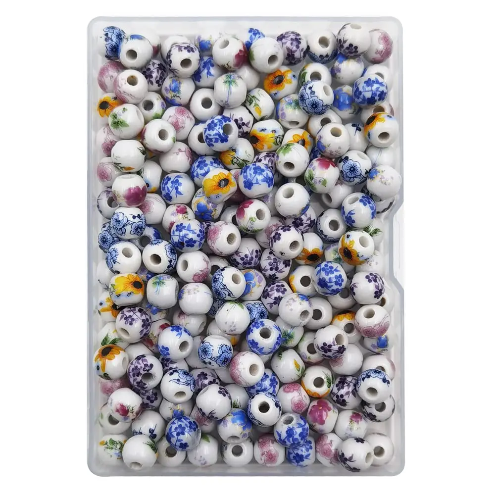 INSPIRELLE Porcelain Beads 8mm | Vintage Ceramic Jewelry Craft Supplies - main product image
