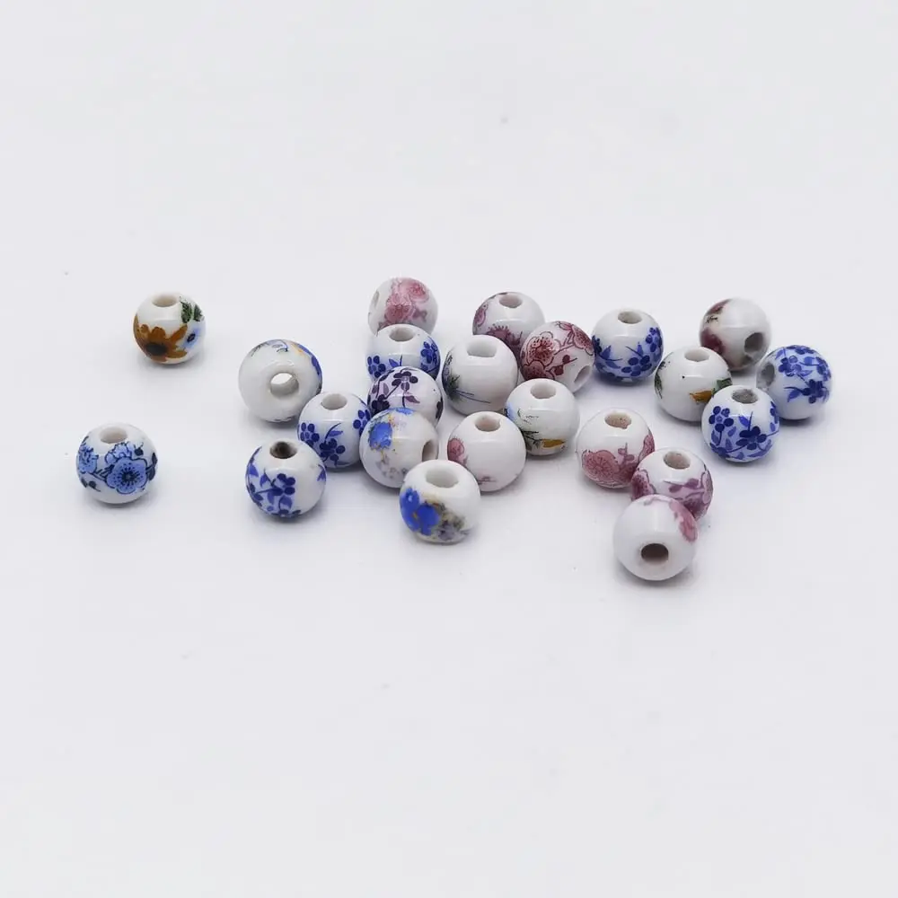 INSPIRELLE Porcelain Beads 8mm | Vintage Ceramic Jewelry Craft Supplies - view 3
