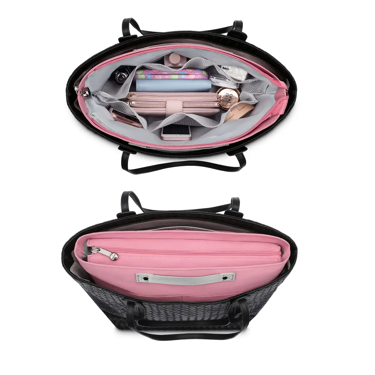 HyFanStr Pink Caddy | 15 Pockets Handbag Organizer Insert for Women, Tote Bag Inside Liner - view 3