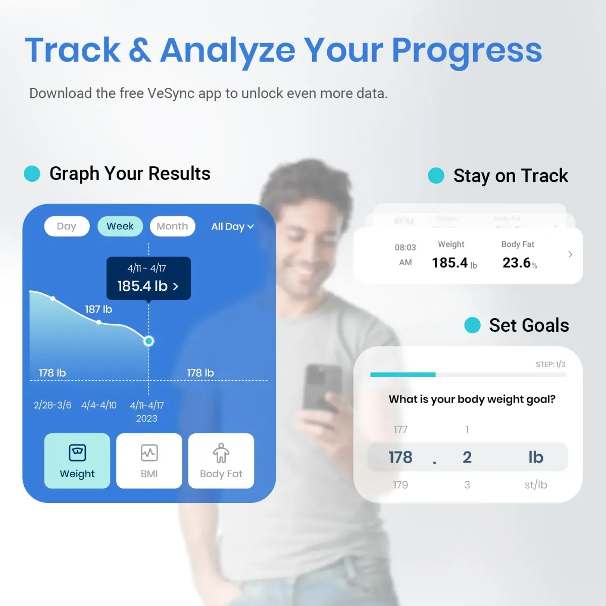 Etekcity Smart Scale for Body Weight & Composition | FDA Approved, Doctor Recommended, Medical Grade (400lb / 180kg) - view 3