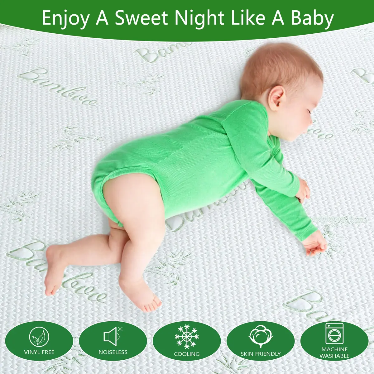 GOONIK Queen Mattress Protector Breathable Bamboo Viscose Waterproof 60x80 with 6-18 inch Deep Pocket - view 4