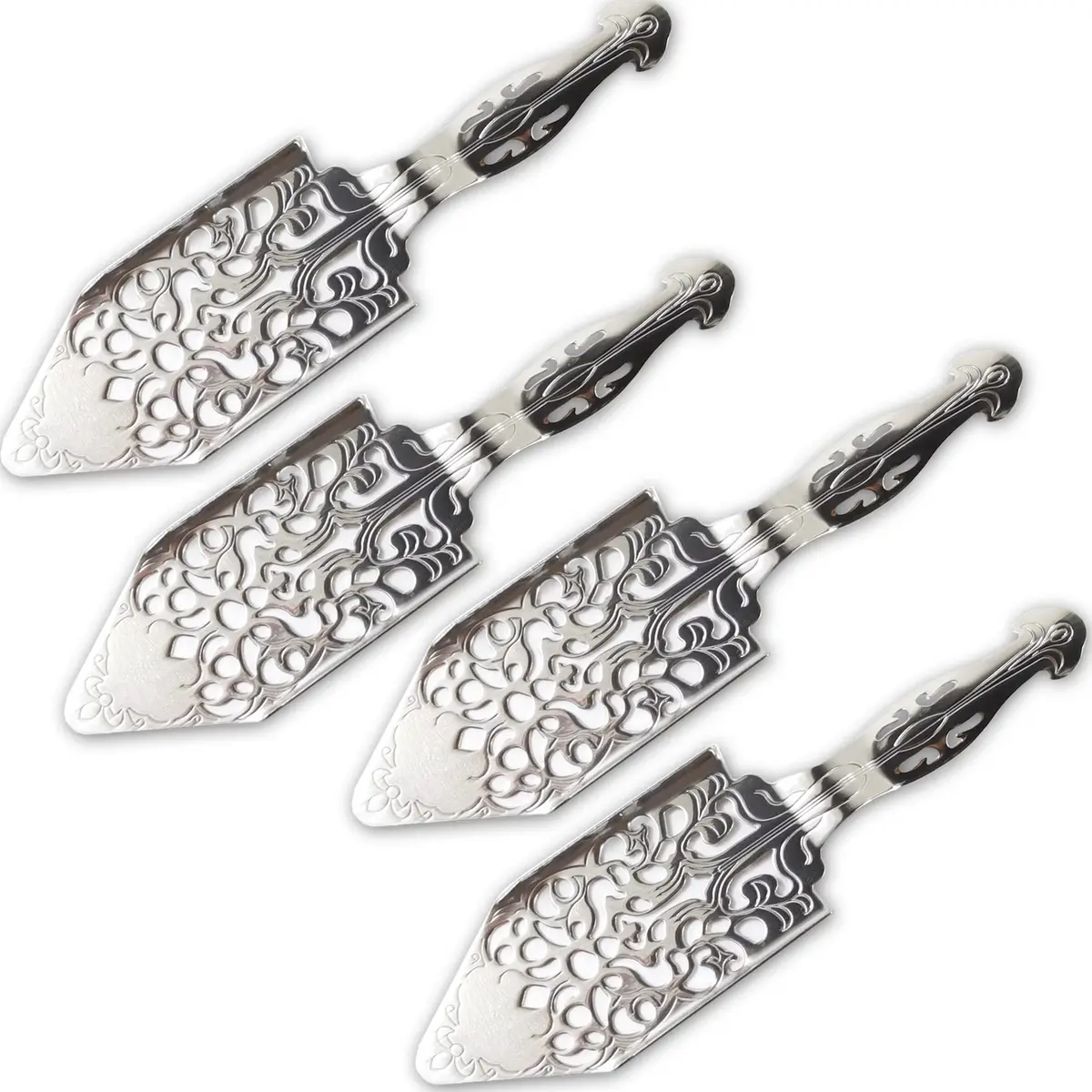 NSBELL 4PCS Stainless Steel Absinthe Spoons Vintage Wormwood Cocktail Bar Glass Cup Drinking Filter Hollowed Out Absinthe Fountain Spoon Dripper (4) | 16.5 cm (6.5 inch) - main product image