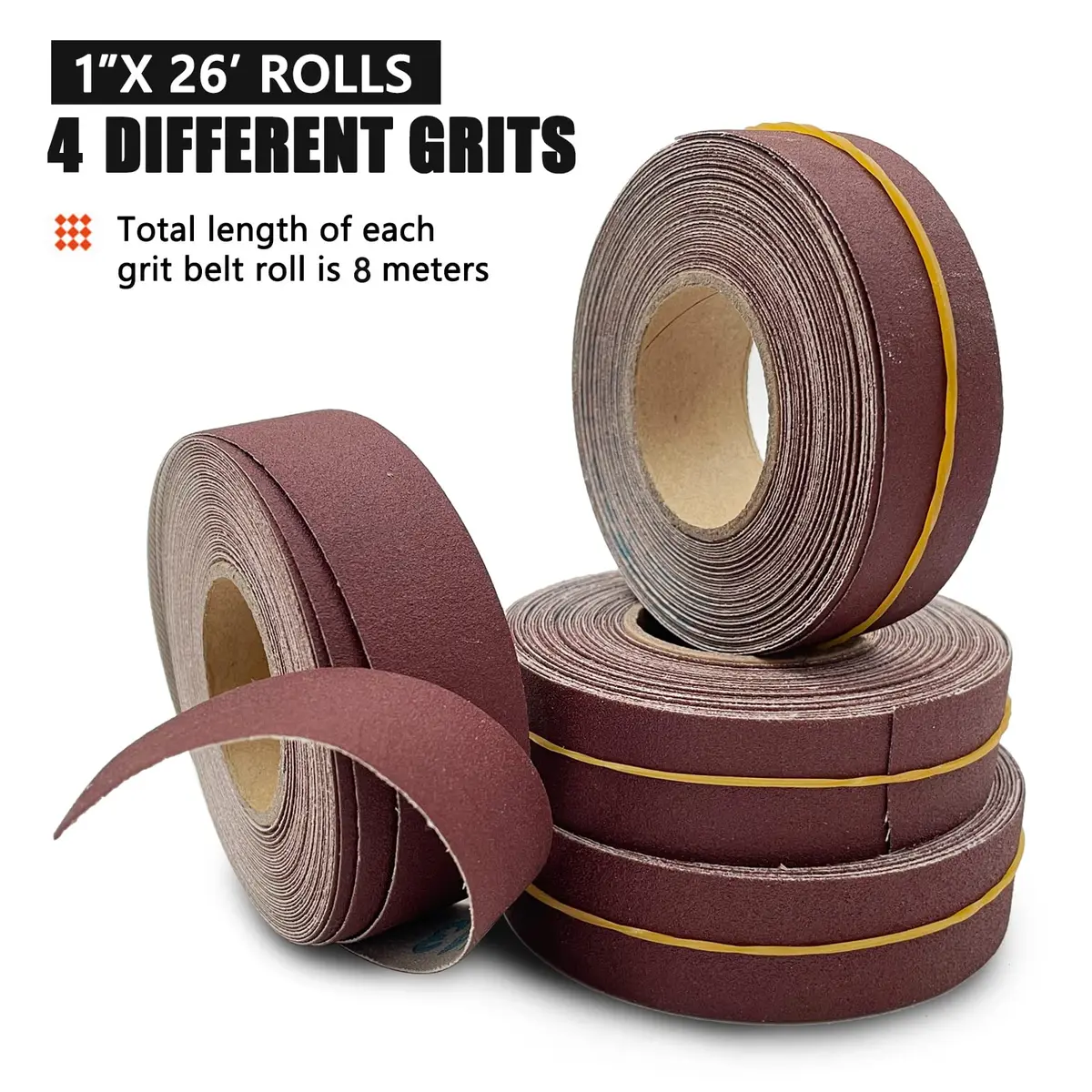 LYFJXX Emery Cloth Roll 25mm x 8m (1" x 26.24') | 4-Grit Assortment for Metal, Wood & More - view 7