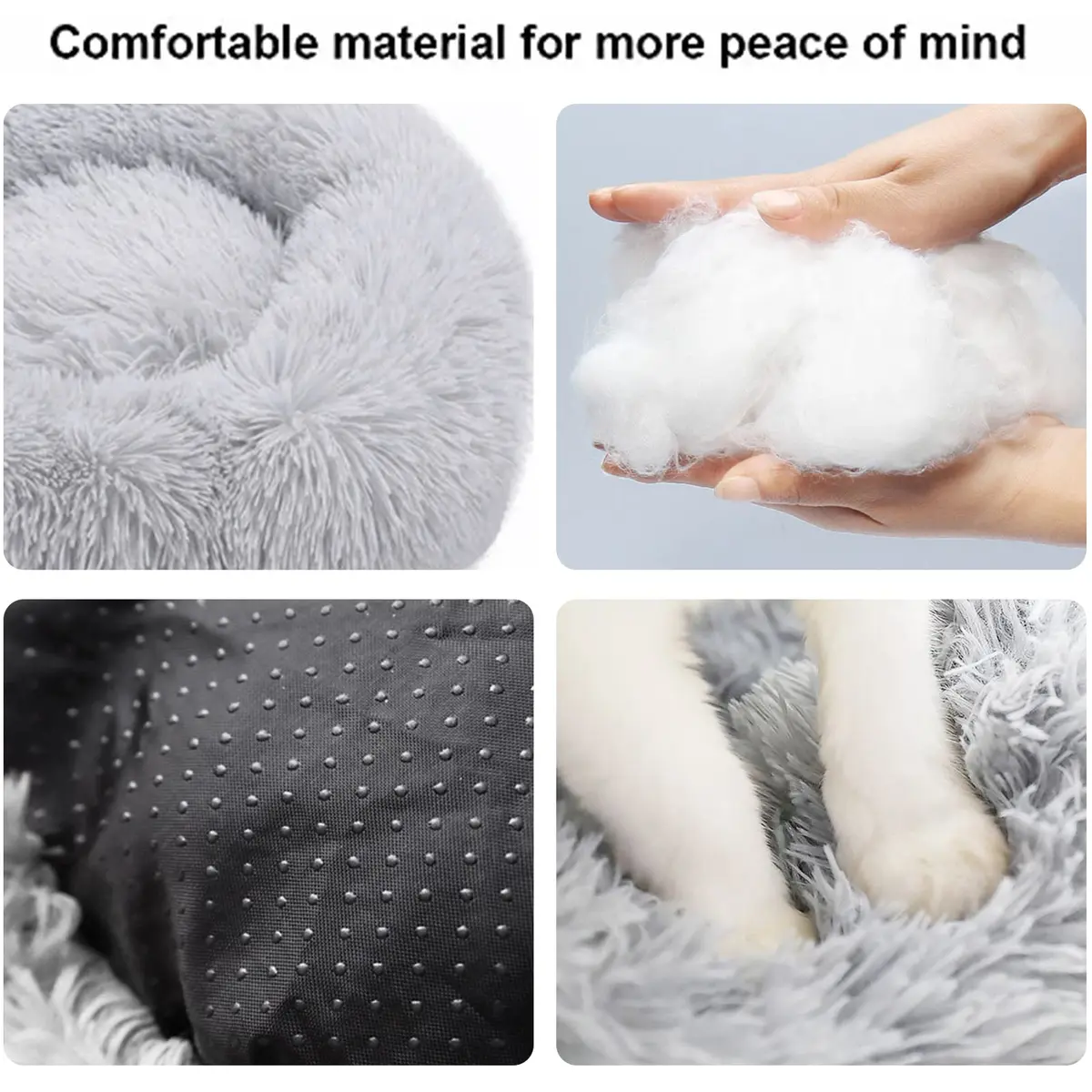 Nisrada Pet Bed for Small & Medium Dogs & Cats | Calming 20 Inch Washable Round Pet Bed with Slip-Resistant Bottom - view 2