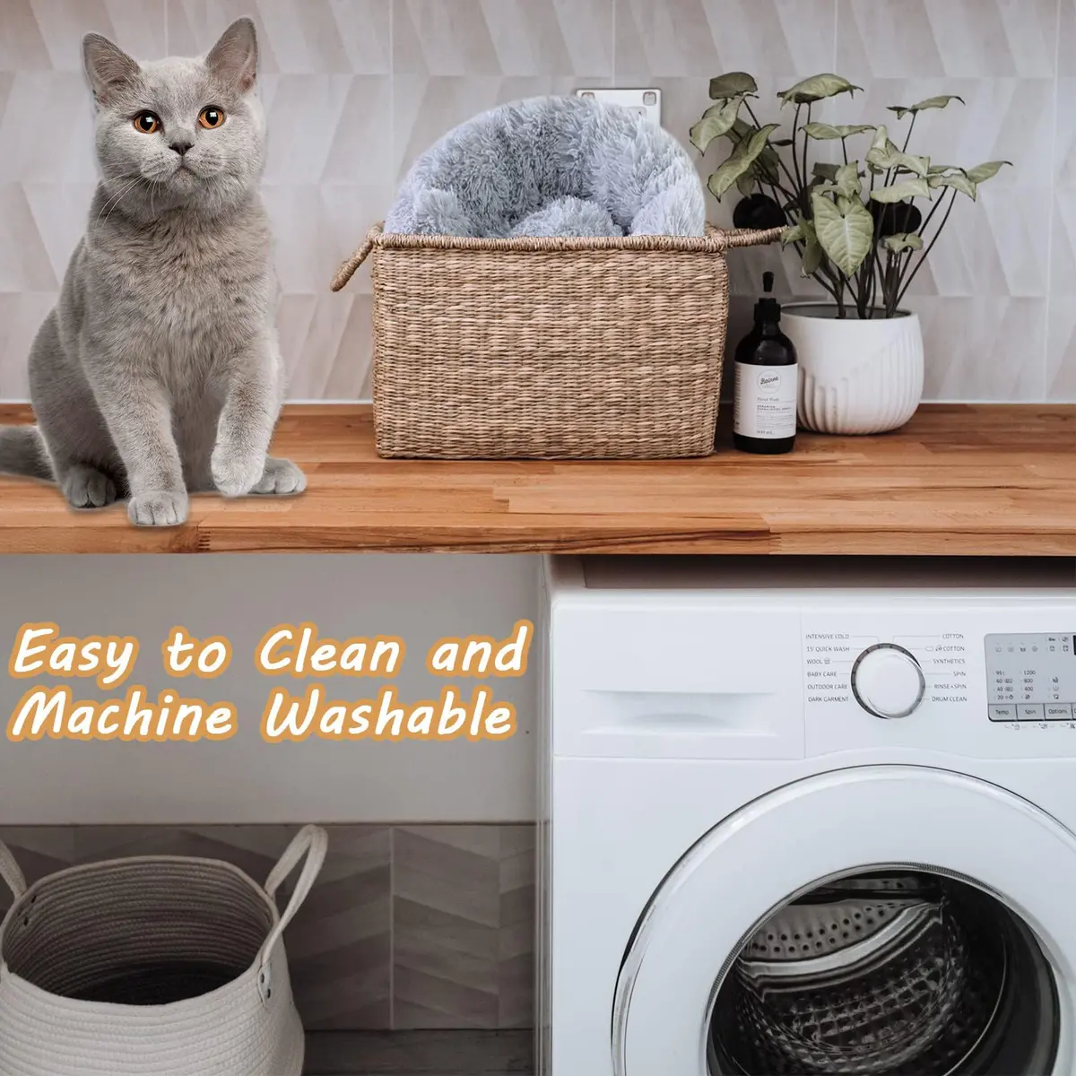Nisrada Pet Bed for Small & Medium Dogs & Cats | Calming 20 Inch Washable Round Pet Bed with Slip-Resistant Bottom - view 3