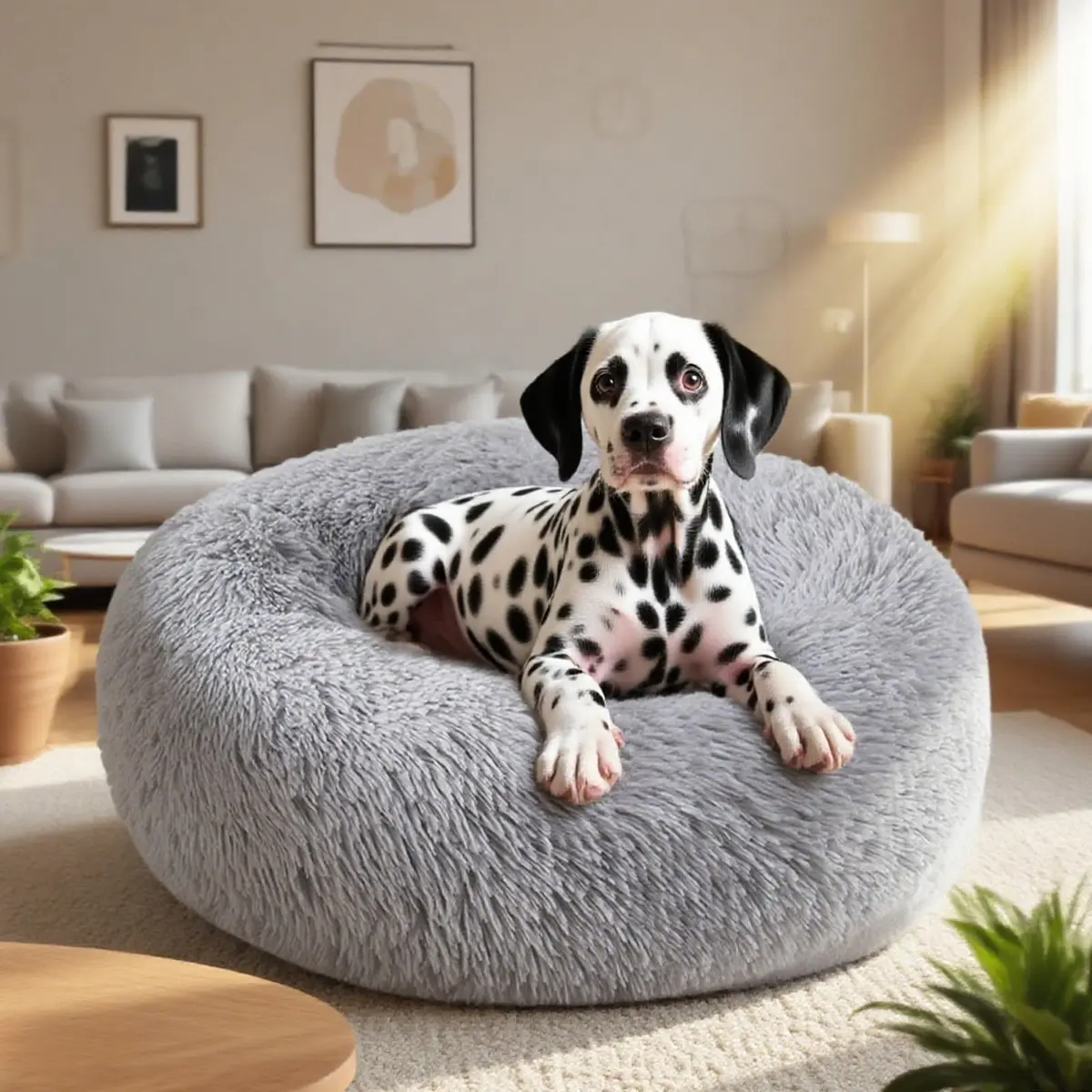 Nisrada Pet Bed for Small & Medium Dogs & Cats | Calming 20 Inch Washable Round Pet Bed with Slip-Resistant Bottom - view 4