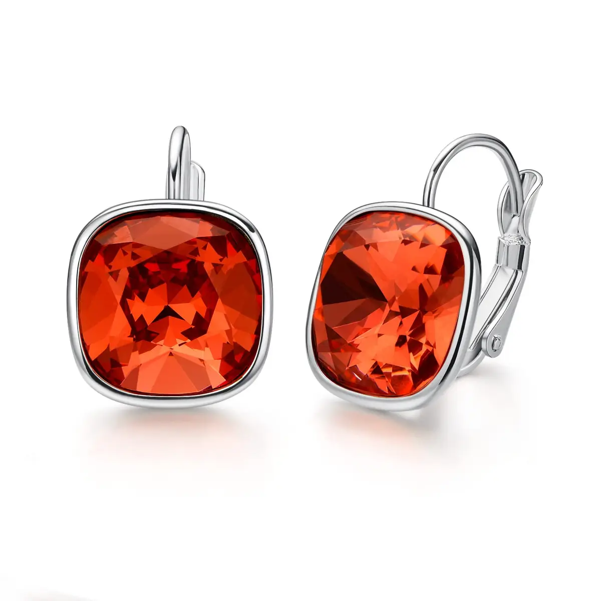 MDFUN Red Bella Drop Earrings Crystals 0.67 inch | 18K White Gold Plated Hypoallergenic Jewelry for Women - main product image