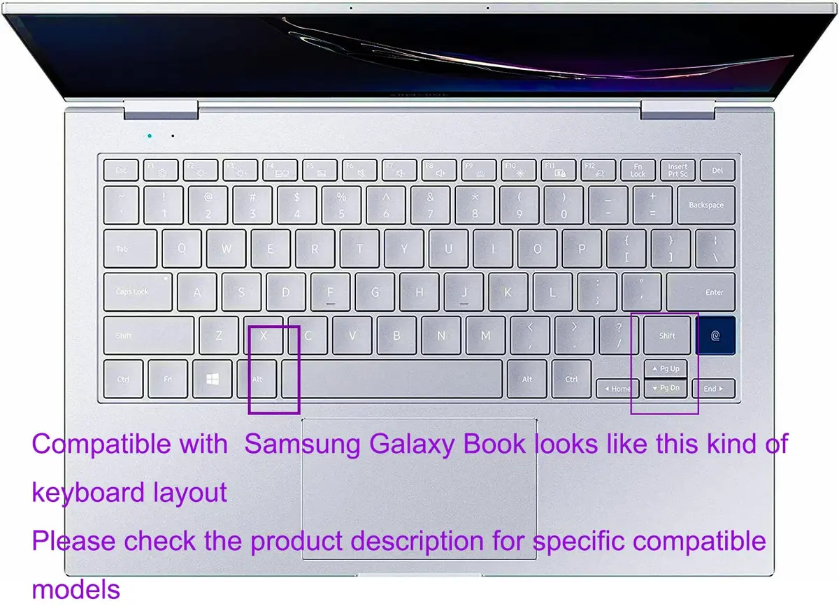 JuYuish Clear Silicone Keyboard Skin for Samsung Galaxy Book Flex Alpha 13.3" | US Keyboard Layout - view 2