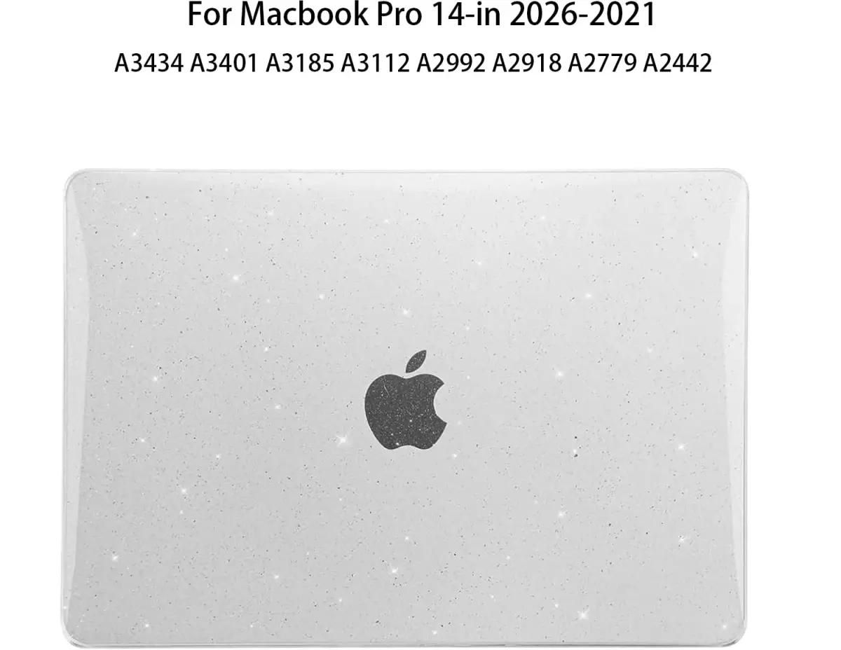 EooCoo Sparkly Clear Hard Case for MacBook Pro 14-inch (2021-2026 Models) | Includes Keyboard Cover & Screen Protector - view 8